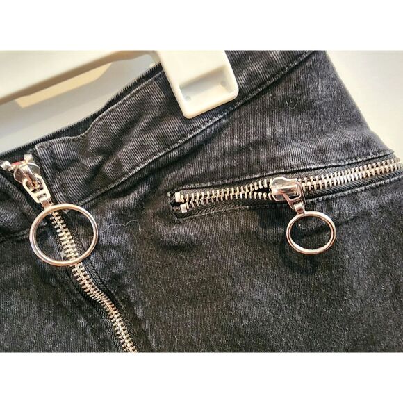 ZARA Mini Skirt zippered jeans women size Small Steampunk New Preppy Grunge - Picture 7 of 8